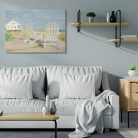 Stupell Industries drvene stolice na plaži u spokojnom rt pejzažnom akvarelu platna zidni umjetnički dizajn by