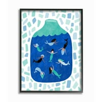 Stupell Industries sirene u staklenoj staklenci mitološki vodeni ilustracija koju je dizajnirala Molly Fabiano