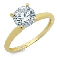14k plavi prirodni akvamarin okrugli vjenčani prsten, žuto zlato, veličina 7,25