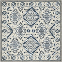 5' 5 ' kvadratna prostirka od vune u geometrijskom uzorku od plave Bjelokosti