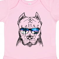 Originalni portret pitbulla sa skicama u sunčanim naočalama kao poklon bodiju za dječaka ili djevojčicu