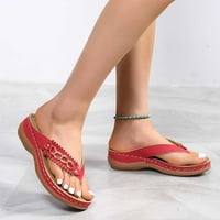 Ljetne ženske japanke na klin, sandale, Ležerne japanke, ženske cipele, crvena 43