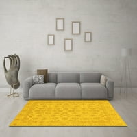Moderni tepisi tvrtke A. M., koji se mogu prati u perilici, Okrugli, apstraktno žuti, okrugli 4 inča