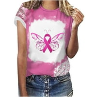 Majice za podizanje svijesti o raku dojke modna ženska ležerna bluza s okruglim vratom s printom majica kratkih