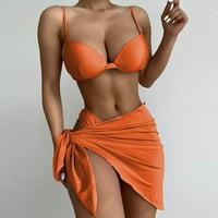 RasprodajaTrodijelno odijelo ženski zavoj jednobojni Seksi push-up bikini mekani kupaći kostim set odjeće za plažu