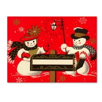 Zaštitni znak likovna umjetnost 'Vintage božićni snjegović' platno umjetnost by Vintage Apple Collection