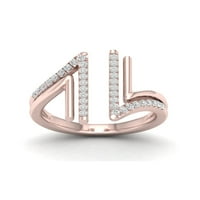 1 4CT TDW Diamond 10k Rose Gold Paralel Line prsten