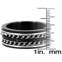 Obalni nakit Crni obloženi nehrđajući čelik dvostruki lančani prsten