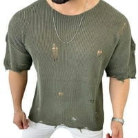 Muški pulover s okruglim vratom, džemper, majica kratkih rukava, muška majica, Muška otvorena bluza u vojničkoj