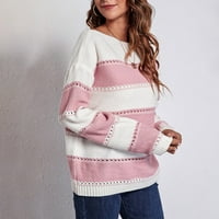 džemperi za žene, modni ženski džemperi s okruglim vratom, preveliki ženski džemperi s prugastim printom, pulover