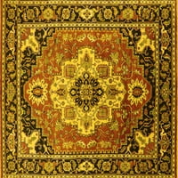 Ahgly Company Unutarnji kvadratni perzijski žuti tradicionalni prostirke, 7 'Trg