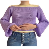 Žene uspiju gornji džemper y2k kukičani pleteni dugački pulover od pulovera rukava