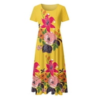 Ženske haljine Ženska ljetna ležerna široka haljina s okruglim vratom s kratkim rukavima S cvjetnim printom duga
