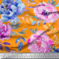 Soimoi plava pamučna kambrična tkanina lišća i cvjetna tkanina za print uz dvorište široko