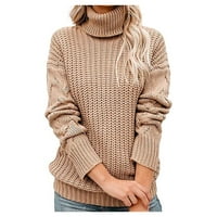 Džemperi za žene, ležerna dolčevita, jednobojni pulover s dugim rukavima, kaki kaput, A. D.