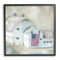 Stupell Industries American Flag White Farmhouse Barn Seos Seoyside 12, Dizajn Kim Allen