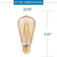 Velika vrijednost LED 4. Watt deco Amber Light Srednja podloška žarulja, ST19, 4-brojevi