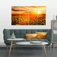 DesignArt 'Žuti zalazak sunca nad umjetnošću cvjetne fotografije suncokreta