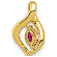 Karat Natural Marquise izrezan rubin privjesak ogrlica u 14K žutom zlatu s lancem