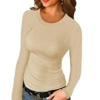 Moonker ženske vrhove košulje za žene kvadratni ovratnik dugi rukavi bluza majica majice gornje solidne boje xl