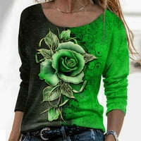 Plus veličine vrhovi za žene modne žene casual tiskar okrugli vrat dugi rukav labava majica jesena bluza pulover