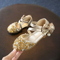 Sandale za djevojčice; cipele sa svjetlucavim lukom; večernje cipele s princezom s niskim potpeticama s kristalnim