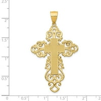 Veliki neobični Privjesak u obliku križa s filigranskim obrubom od žutog zlata od 14 karata