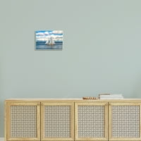 Stupell Industries čudesna jedrilica plutajući oceanski pahuljasti bijeli oblaci drvena zidna umjetnost, 10, dizajn