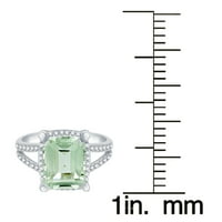 Prsten od sterling srebra s prirodnim prasiolitom i bijelim topazom u obliku aureole