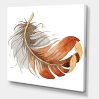 DesignArt 'narančasta etnička ptičja pera na bijeloj' boem i eklektično platno zidne umjetničke tisak