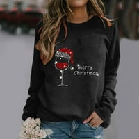 Dukserice za žene Božićni džemper s okruglim vratom s dugim rukavima Božićni džemper ležerni puloveri