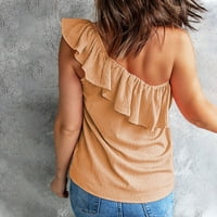 JPLZi Ženski prsluk s naborima na jedno rame, ljetna kratka ženska majica sa kosim ramena
