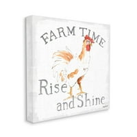 Stupell Industries Rise i Shine Morning Farm Animal Piletinu Piletinu pijetao platno zidni umjetnički dizajn Avery