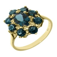 Ženski prsten za obljetnicu s prirodnim londonskim plavim topazom od žutog zlata 10K britanske proizvodnje - opcije