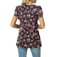 Ženska elegantna bluza za ljuljanje kratkih rukava Ženska odjeća s četvrtastim vratom proljetni vrhovi s cvjetnim