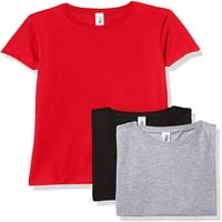 Jednobojne majice za djevojčice s kratkim rukavima, pamuk, crni, vrijesak Crveni