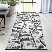 Dobro tkani novčani dolar složen u hrpu moderni moderni zeleni tepih za trčanje veličine 2' 5'