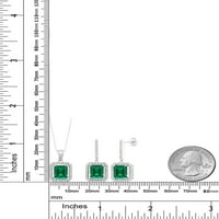 Dragulj kralj Sterling srebro Zelena imitacija Smaragd privjesak i naušnice Nakit Set za žene