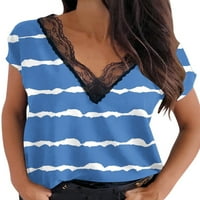 Ženska majica s kratkim rukavima majica s kratkim rukavima s kratkim rukavima, radna bluza od tunike, plava majica