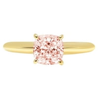 Vjenčani prsten za godišnjicu od 18k žutog zlata s ružičastim imitiranim dijamantom izrezanim 2,0 karata, veličine