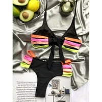 Ženski bikini set fluorescentni kupaći kostim bikini bez rukava sa šupljim naramenicama