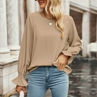 Ženska jednobojna renesansna košulja dugih rukava Ženska bluza s izrezom u obliku slova u, tunika Plus size, džemperi