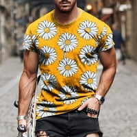 Muška majica s grafičkim cvjetnim printom od 3 inča, vrhovi kratkih rukava, sportske majice za trčanje u teretani,