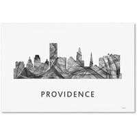 Zaštitni znak likovna umjetnost 'Providence Rhode Island Skyline WB-BW' Canvas Art by Marlene Watson