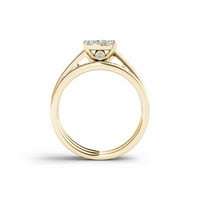 Carat T.W. Dijamantni 10kt žuti zlatni zaručnički prsten u obliku jastuka