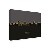 Michael Tompsett 'Madison Wisconsin Skyline Glow II' Canvas Art