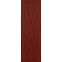 Ekena Millwork 15 W 62 H TRUE FIT PVC Single X-Board Farmhouse Fiksna nosača, paprika crvena