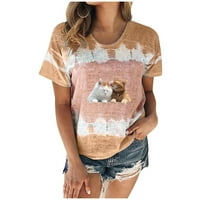 Vintage majice s grafičkim printom za žene, ljetni vrhovi s okruglim vratom i kratkim rukavima, majice A-liste,