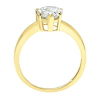 Zaručnički prsten s prozirnim moissanitom u obliku kruške 1,5 karata u žutom zlatu 18 karata, veličina 11