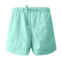 Ženske udobne Ležerne kratke hlače s elastičnim džepom u struku i prevelikim vezicama, široke hlače od mente zelene